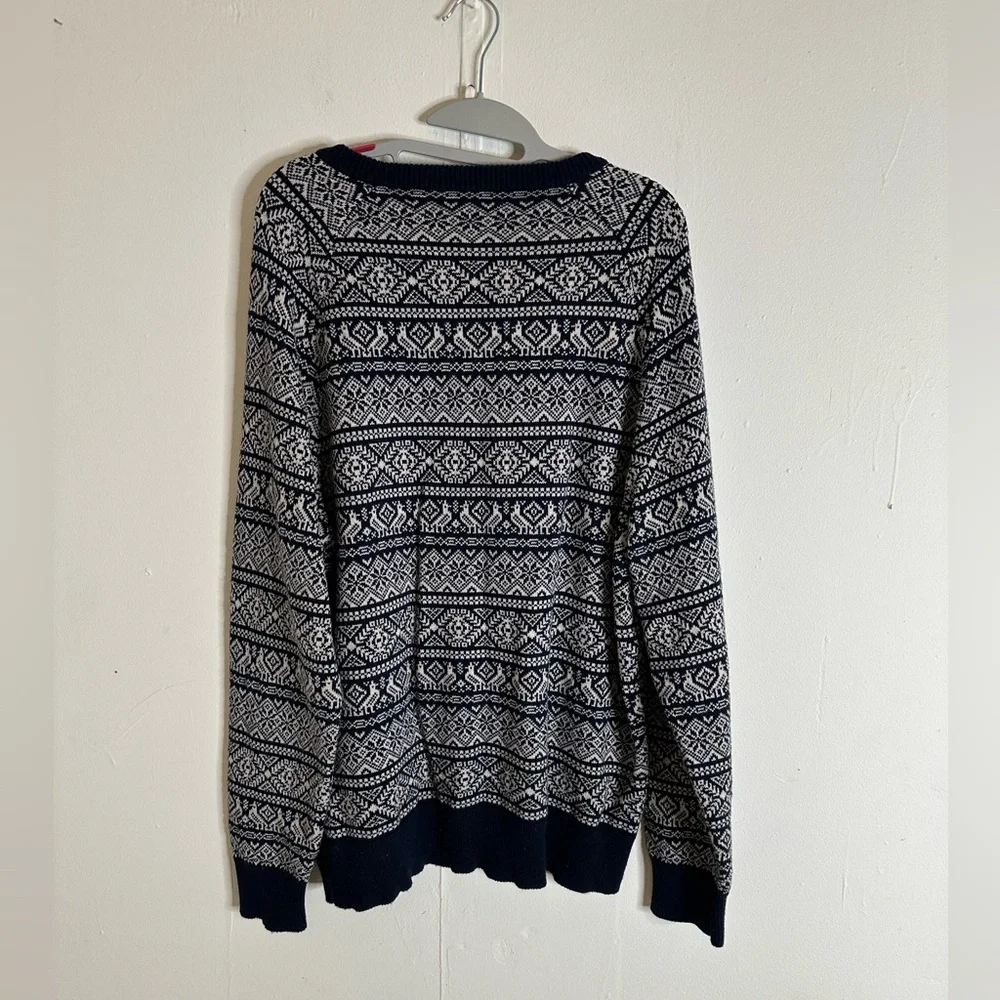 J.Crew 100% cotton crewneck sweater in Fair Isle Navy Sz X-Large